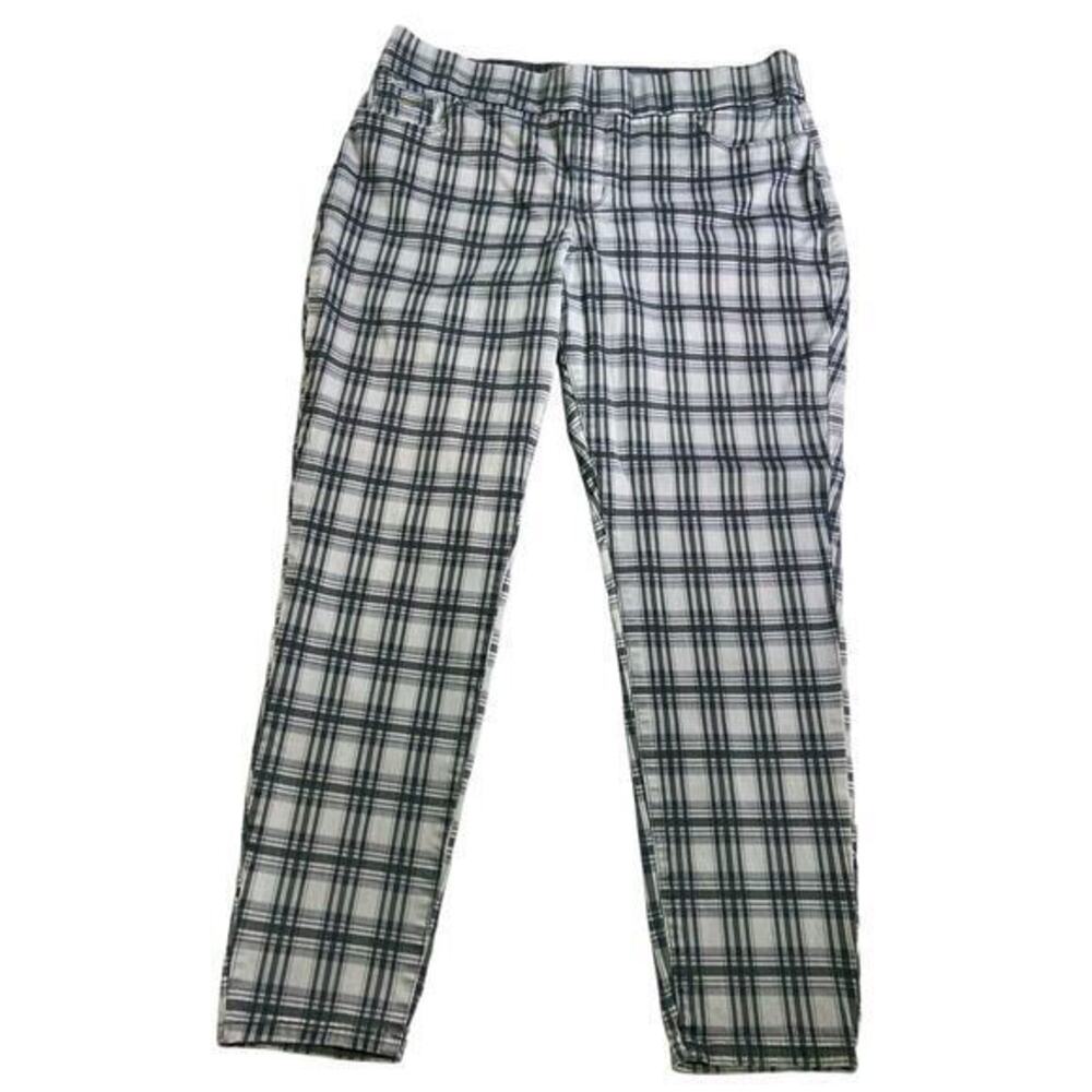 NINE WEST‎ Heidi Pull-On Skinny Stretch Pant Size 16 Gray & Black Plaid